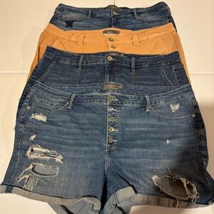 Lot Of 4 Torrid High Rise Distressed Denim Shorts Buttonfly Zip Women’s Size 22